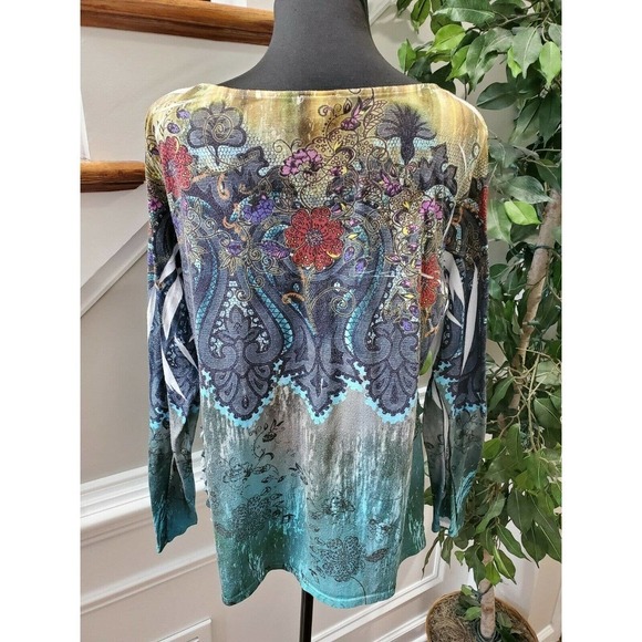 New Directions Women's Multicolor Polyester Long Sleeve Round Neck Top Size 1X - Picture 7 of 10